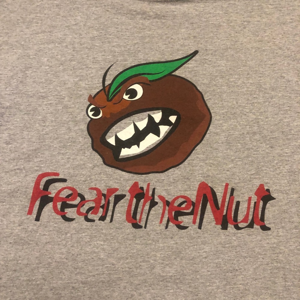 Vtg Ohio State Buckeyes Fear The Nut Graphic T-Shirt Grey XL collegiate NCAA